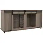 Front. Pawhut - Dog Crate Furniture with Removable Divider for 2 Small/1 Large Dog, 71" Modern Dog Kennel End Table with Storage.