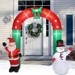 Winado - 8FT Christmas Inflatable Arch Santa Claus, Snowman Archway with LED Lights for Home Outdoor Holiday Party Decorations - Multicolor