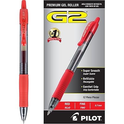 Pilot - G2 Retractable Gel Pens, Fine Point, 0.7mm, Red Ink, Dozen (31022) price history on PriceWatchPro