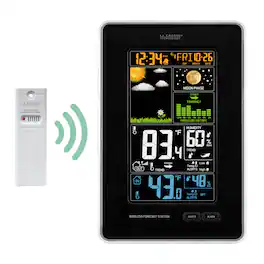 La Crosse Technology - Vertical Wireless Color Weather Station with Pressure - Black
