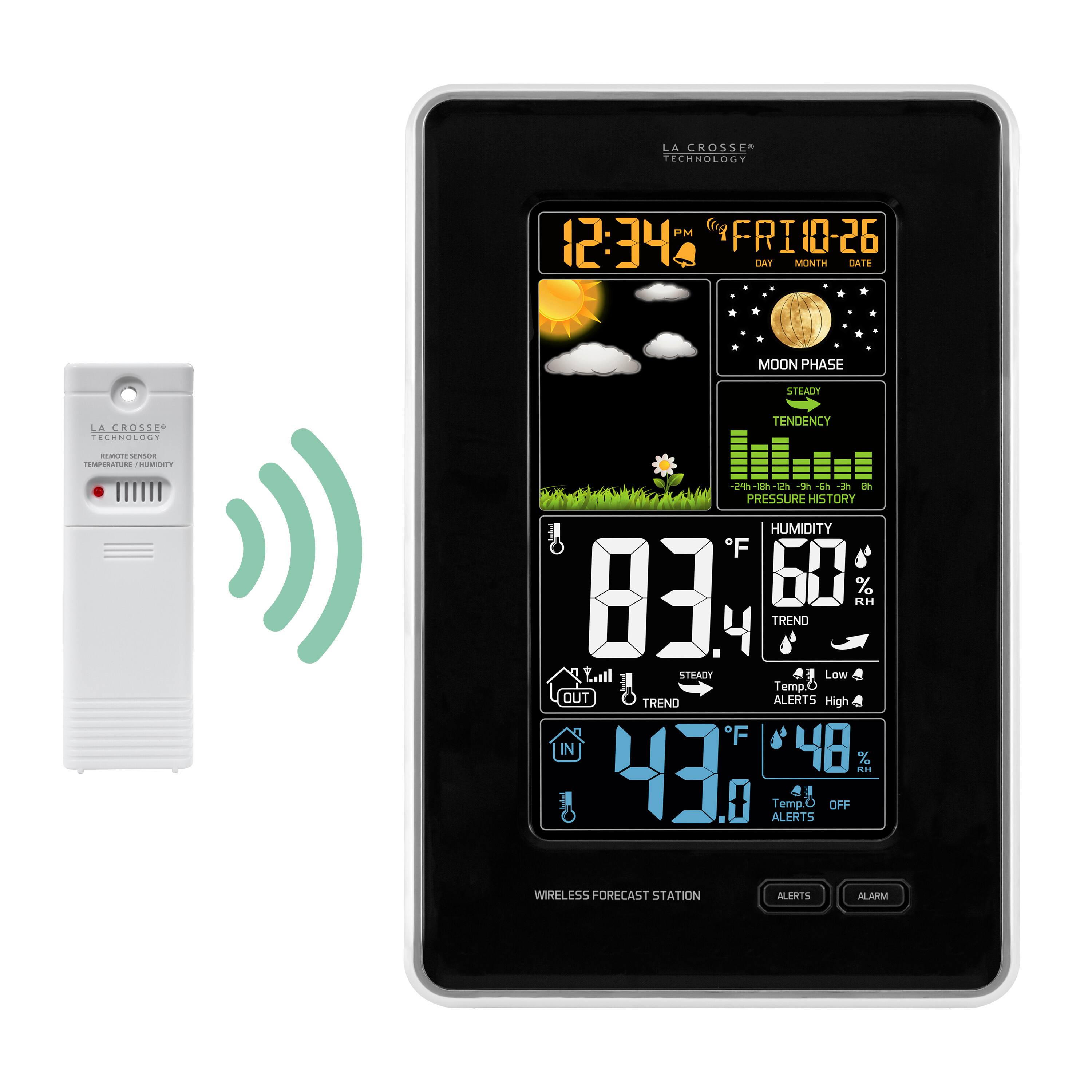 La Crosse Technology - Vertical Wireless Color Weather Station with Pressure - Black