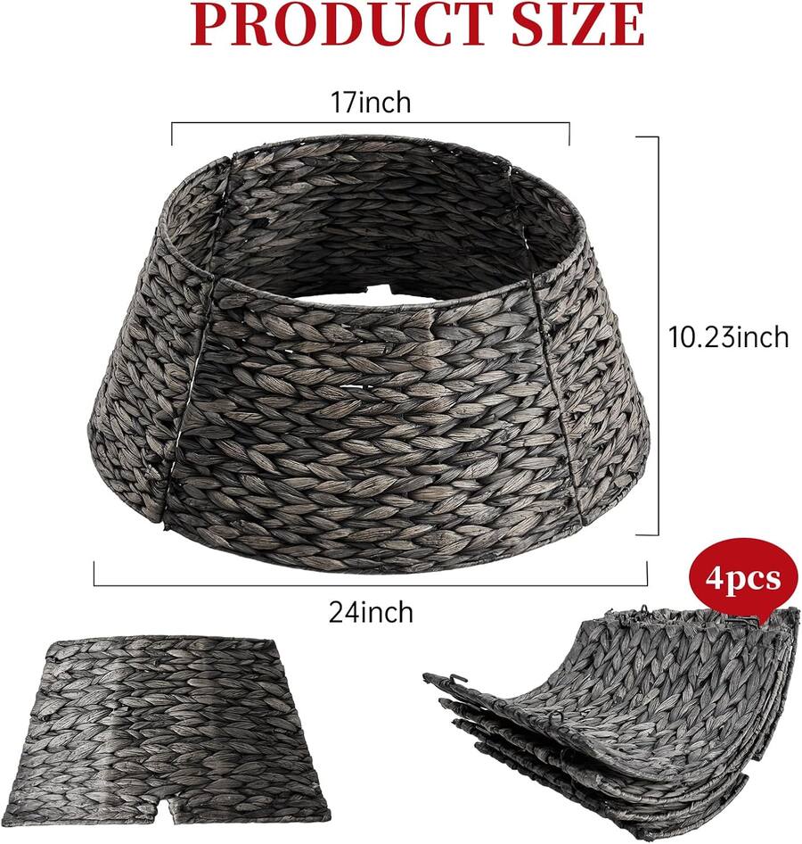 Tree Vs Tree Comp Sweet 24in Christmas Tree Collar for 4 7ft Trees, Woven Hyacinth ...