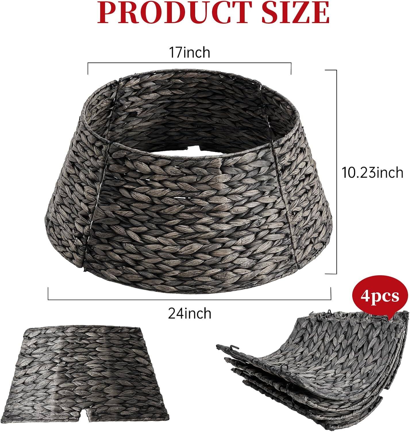 Sweet 24in Christmas Tree Collar for 4 7ft Trees, Woven Hyacinth ...