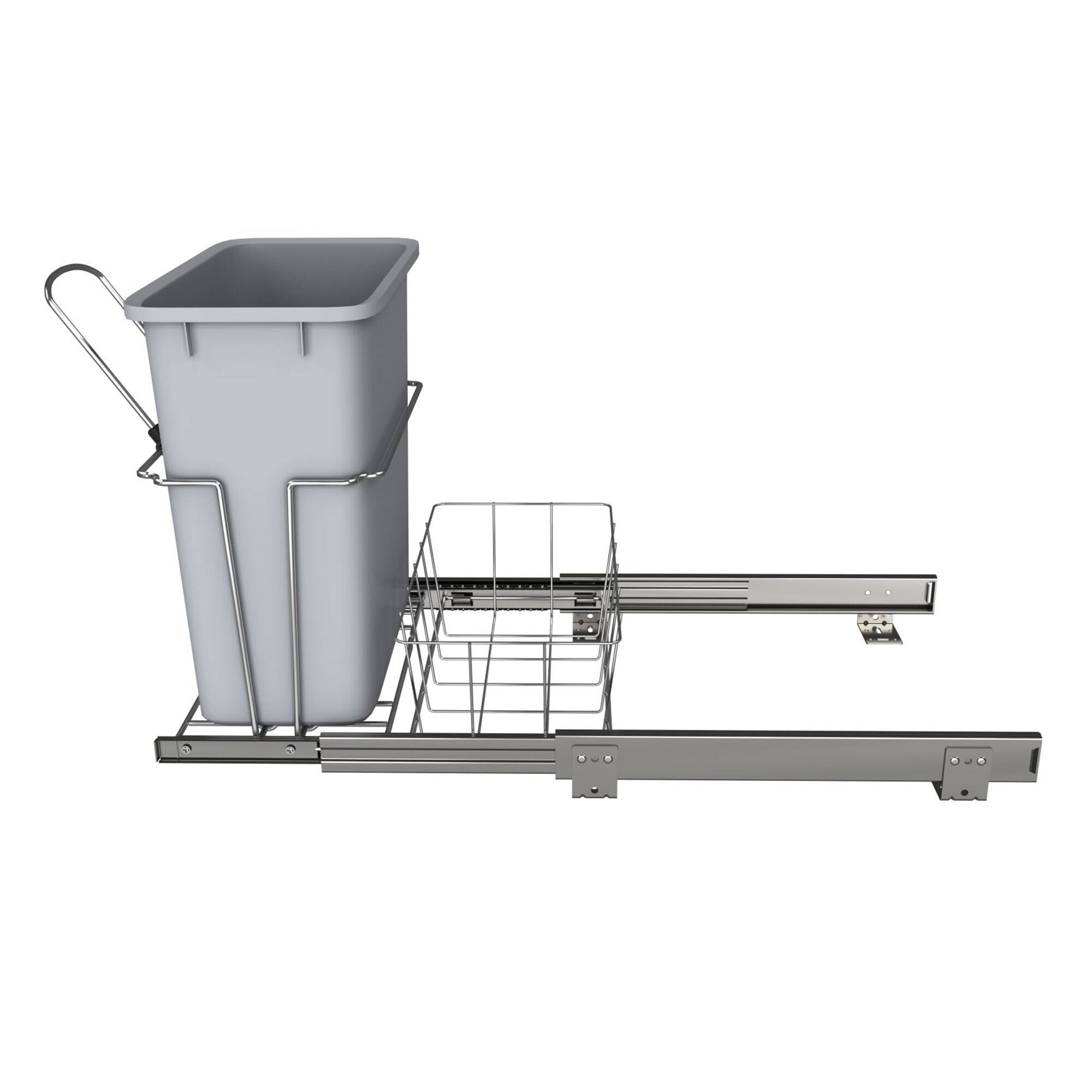 Alt View 7. Rev-A-Shelf - Rev-A-Shelf 20 qt. Universal Waste Container with Rear Basket, RUKD-1420RB-1 - Gray.