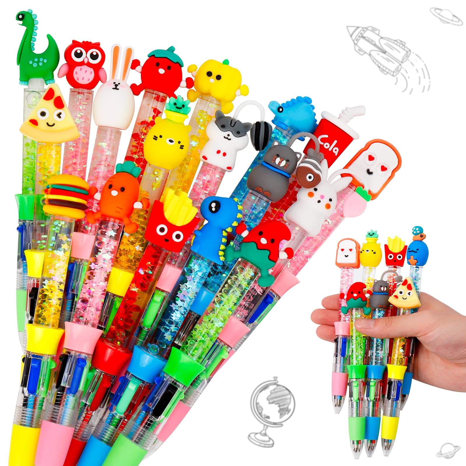 Paradigms Interiors - Mini Multicolor Pens In One 4 in 1 Cute Bulk For Ballpoint Pen Birthdays And Children' Parties Fun Gifts Assorted Ink