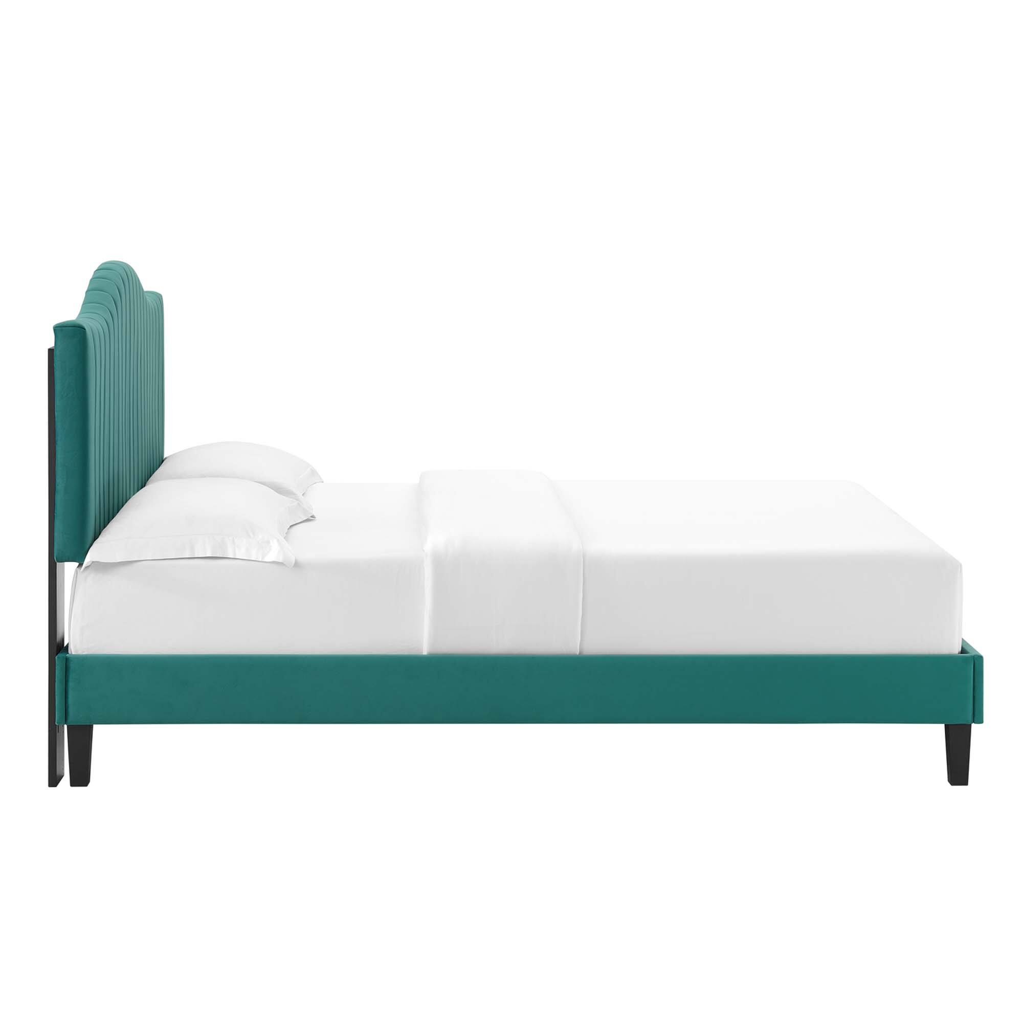 Alt View 8. Modway - Juniper Channel Tufted Performance Velvet Full Platform Bed - Blue.