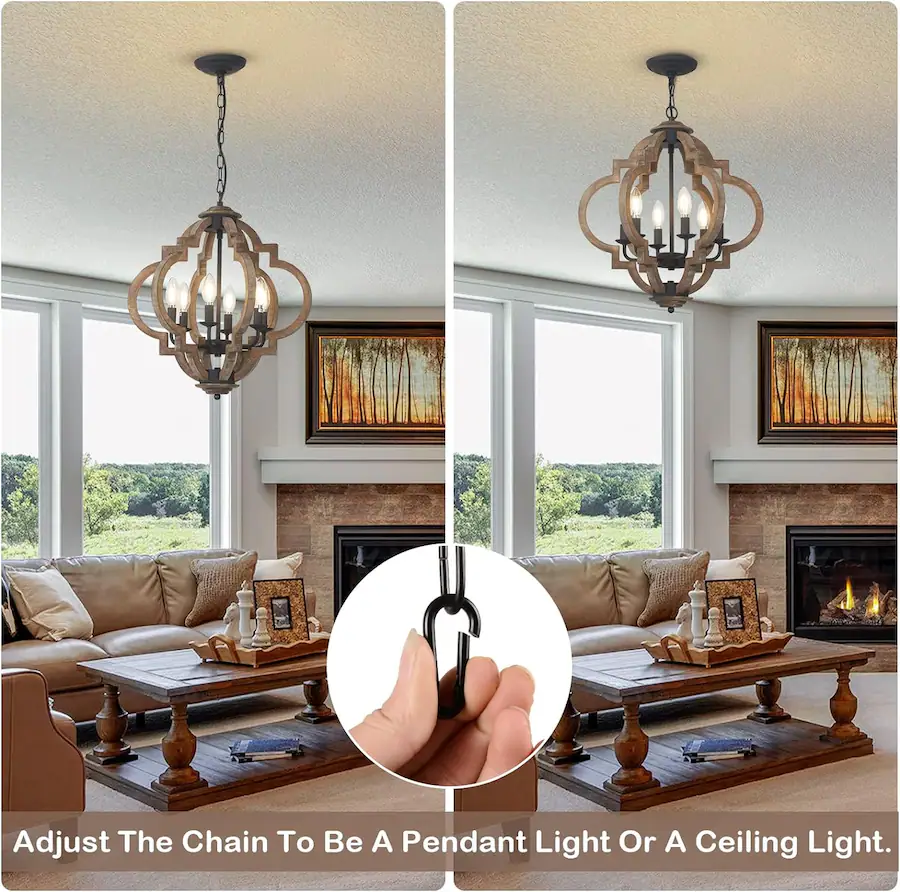 Farm Lighting MERAVOM Farmhouse Chandelier Light Fixtures, 6 Light Dining Room Light ...