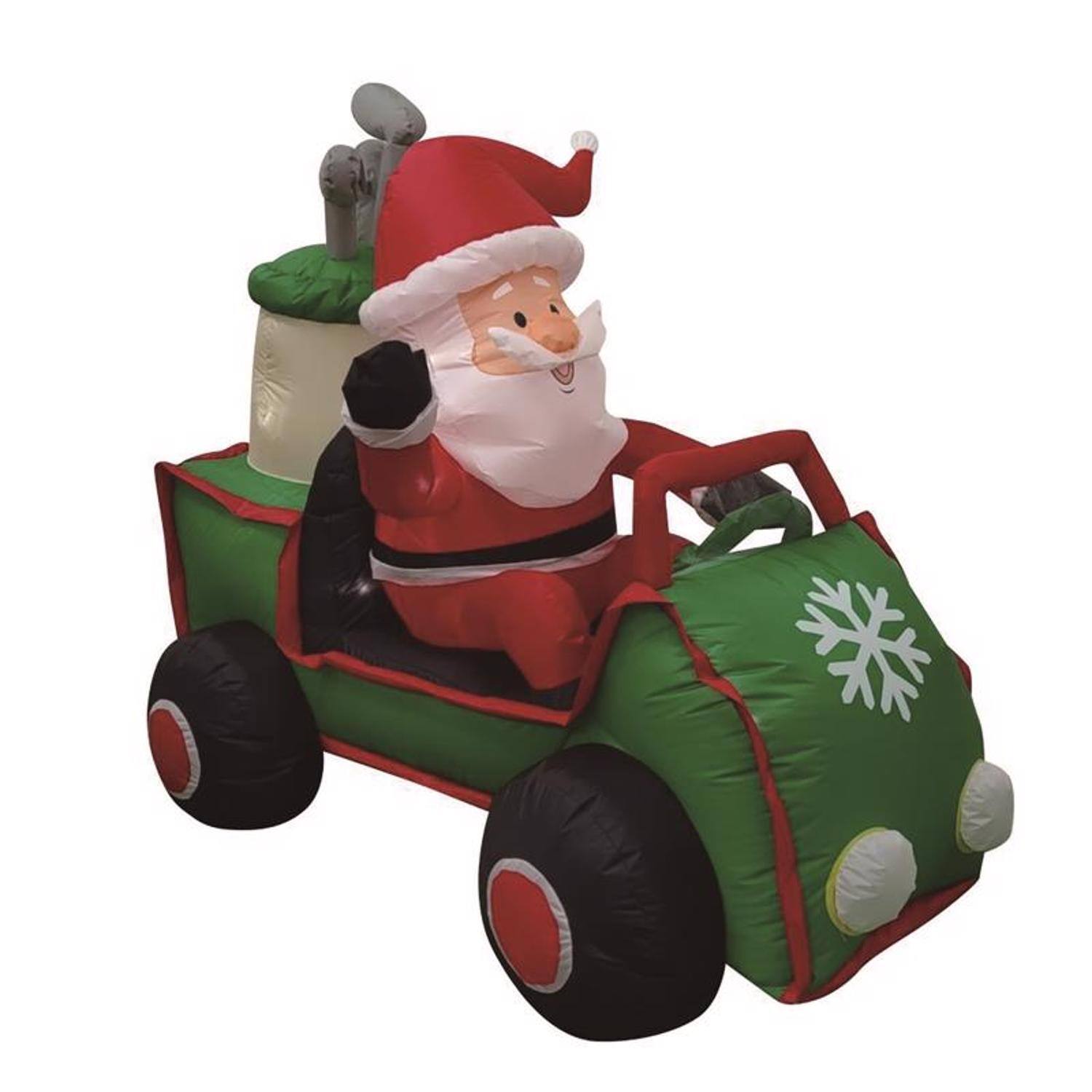 Angle. Celebrations - Celebrations Santa in Golf Cart 6 ft. Inflatable - Multicolored.