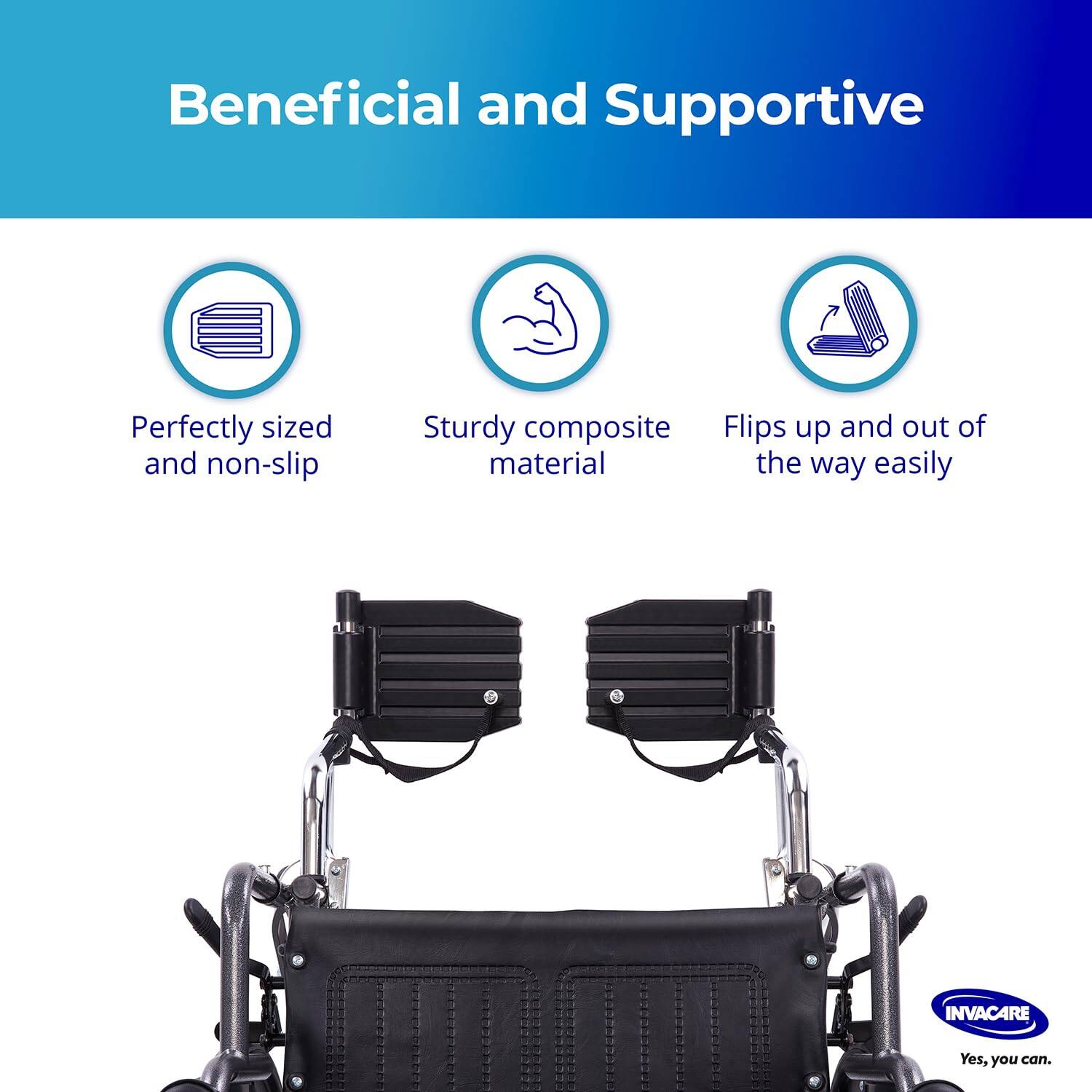 Beneficial and Supportive

- Perfectly sized and non-slip
- Sturdy composite material
- Flips up and out of the way easily

INVACARE
Yes, you can.