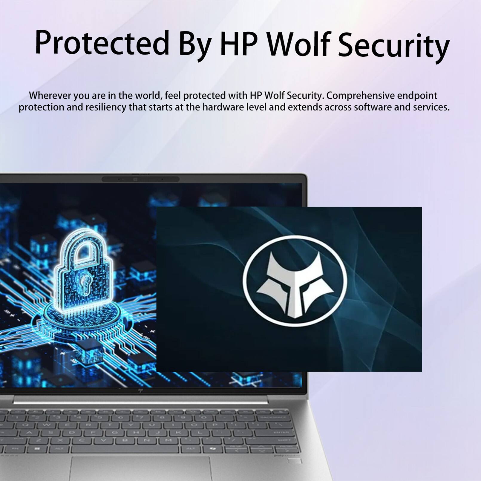 Protected By HP Wolf Security

Wherever you are in the world, feel protected with HP Wolf Security. Comprehensive endpoint protection and resiliency that starts at the hardware level and extends across software and services.