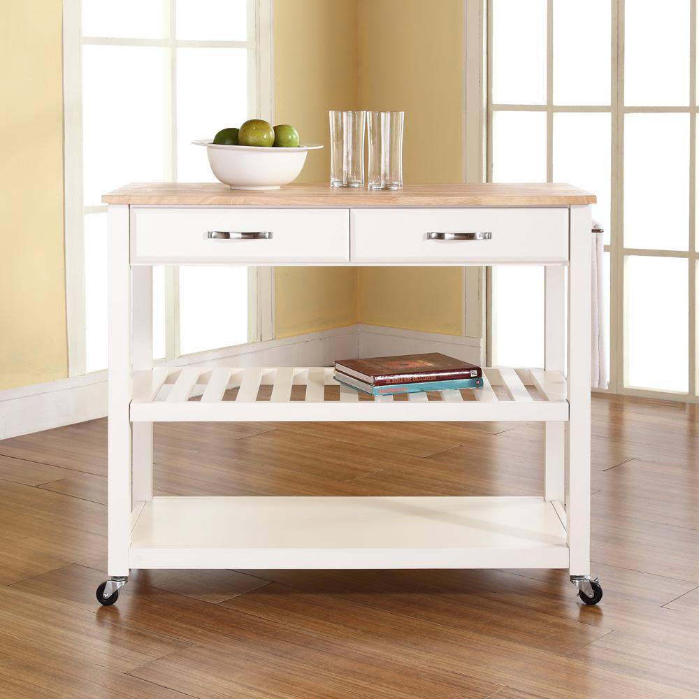 Alt View 2. Crosley Furniture - Wood Top Kitchen Prep Rolling Cart - White.