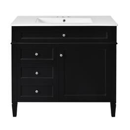 Boyel Living - 36 Inch Modern Bathroom Vanity with Ceramic Sink Three Drawers - Black