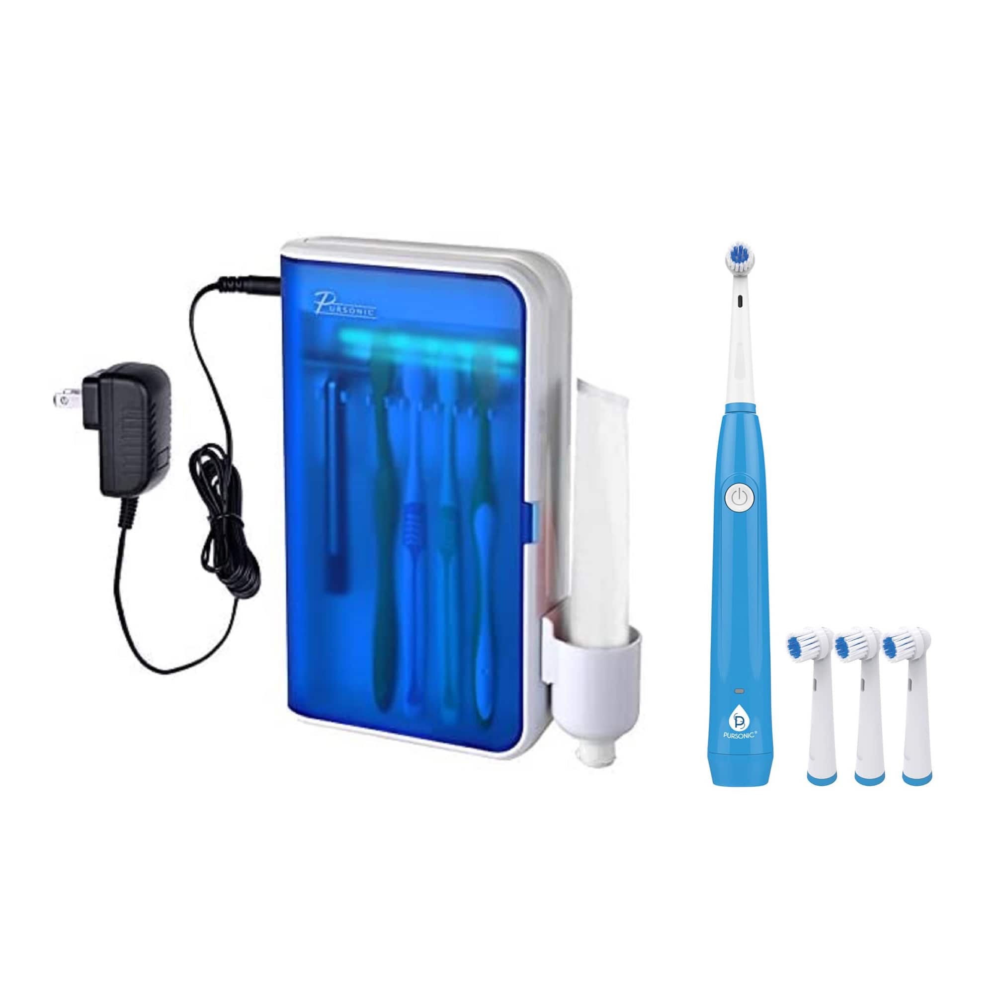Pursonic - USB Rechargeable Rotary Toothbrush & UV Sanitizer Station (3 Brush Heads Included)