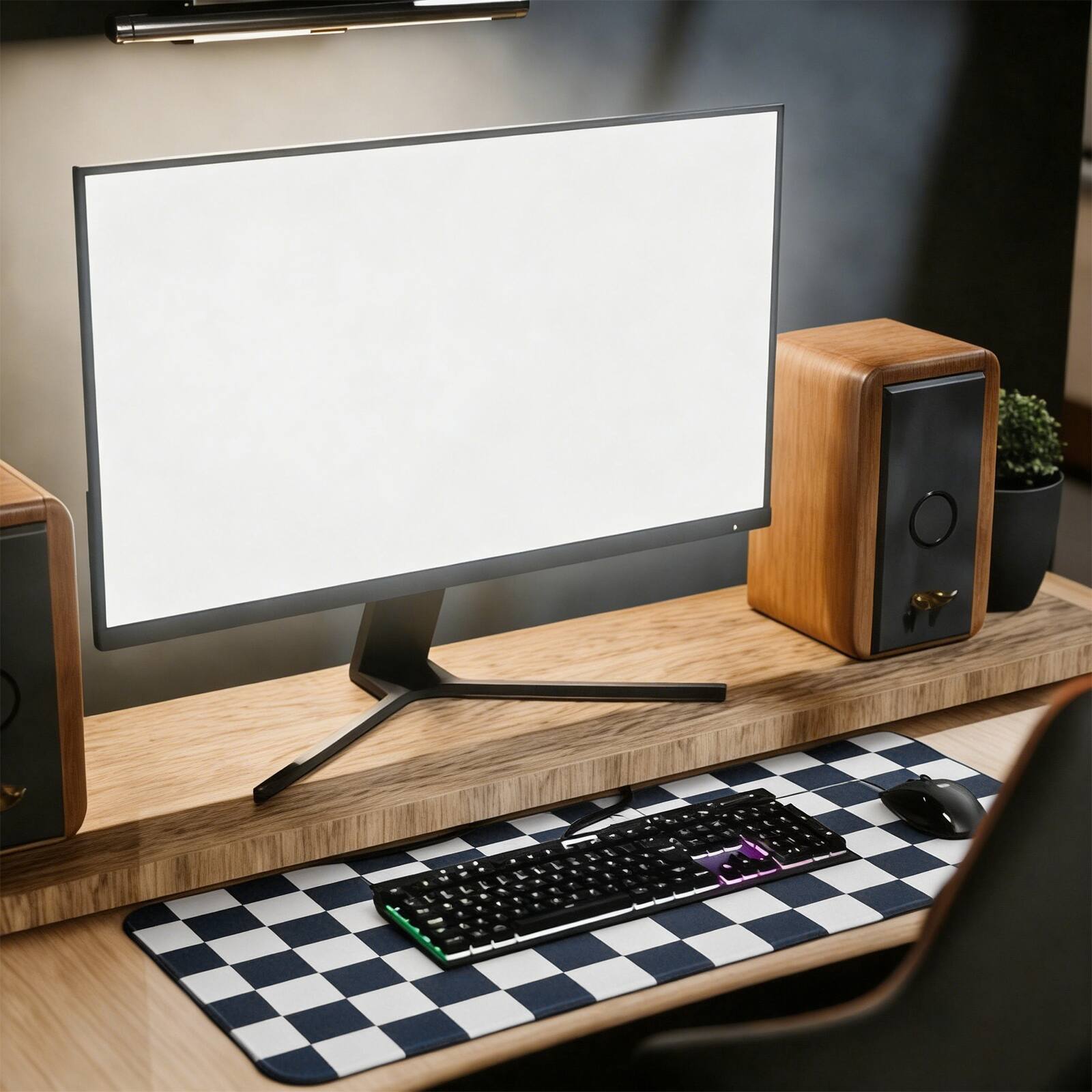 Alt View 6. Unique Bargains - Checkered Desk Mat, 35.4x15.7 Inch Mouse Pad, Non-Slip Rubber, Stitched Edges, Soft, for Computer/Laptop - Pink/White.