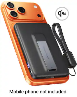 INIU - Magnetic Power Bank, Qi2 5000mAh Ultra Compact Portable Charger with Foldable Stand for iPhone 17/16/15/14/13/12 Series - Black