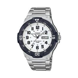 Casio - Men's Stainless Steel Water-Resistant Analog Watch with White Dial - MRW-200HD-7B - Silver