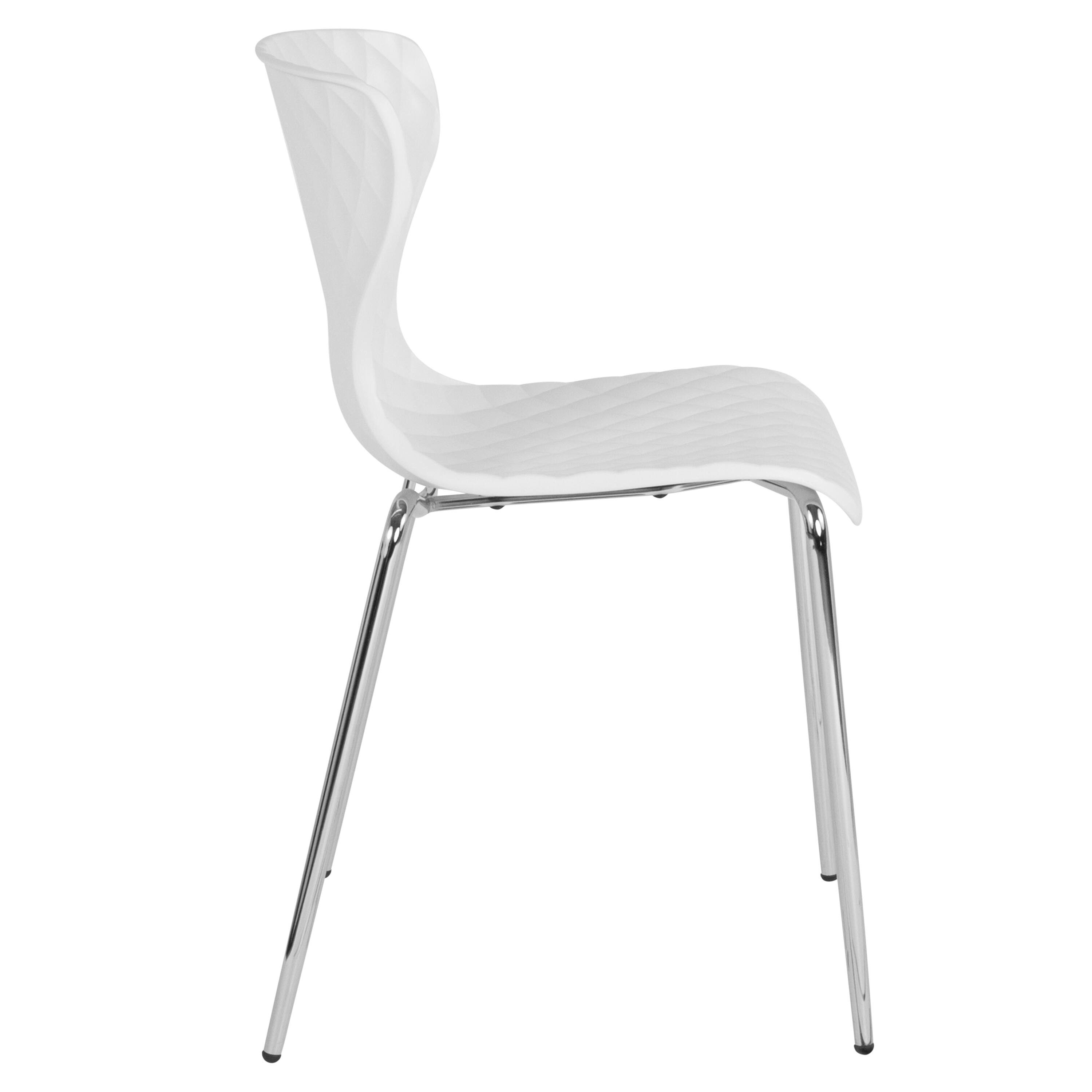 Alt View 7. Emma + Oliver - 4 Pack Contemporary Design Plastic Stack Chair - White.