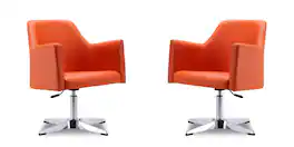 Manhattan Comfort - Pelo Modern Vegan Leather Swivel Lounge Chair - Set of 2 - Orange