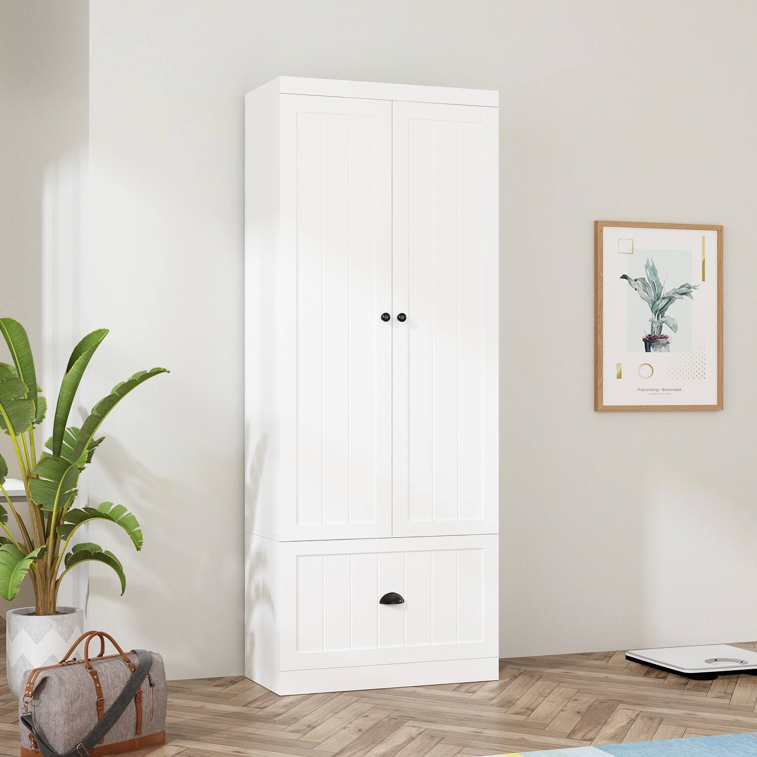 Alt View 7. FUFU & GAGA - FUFU&GAGA Storage Cabinet: Adjustable Shelves Multi - Zone Organizing for Bedroom & Living Room - White.