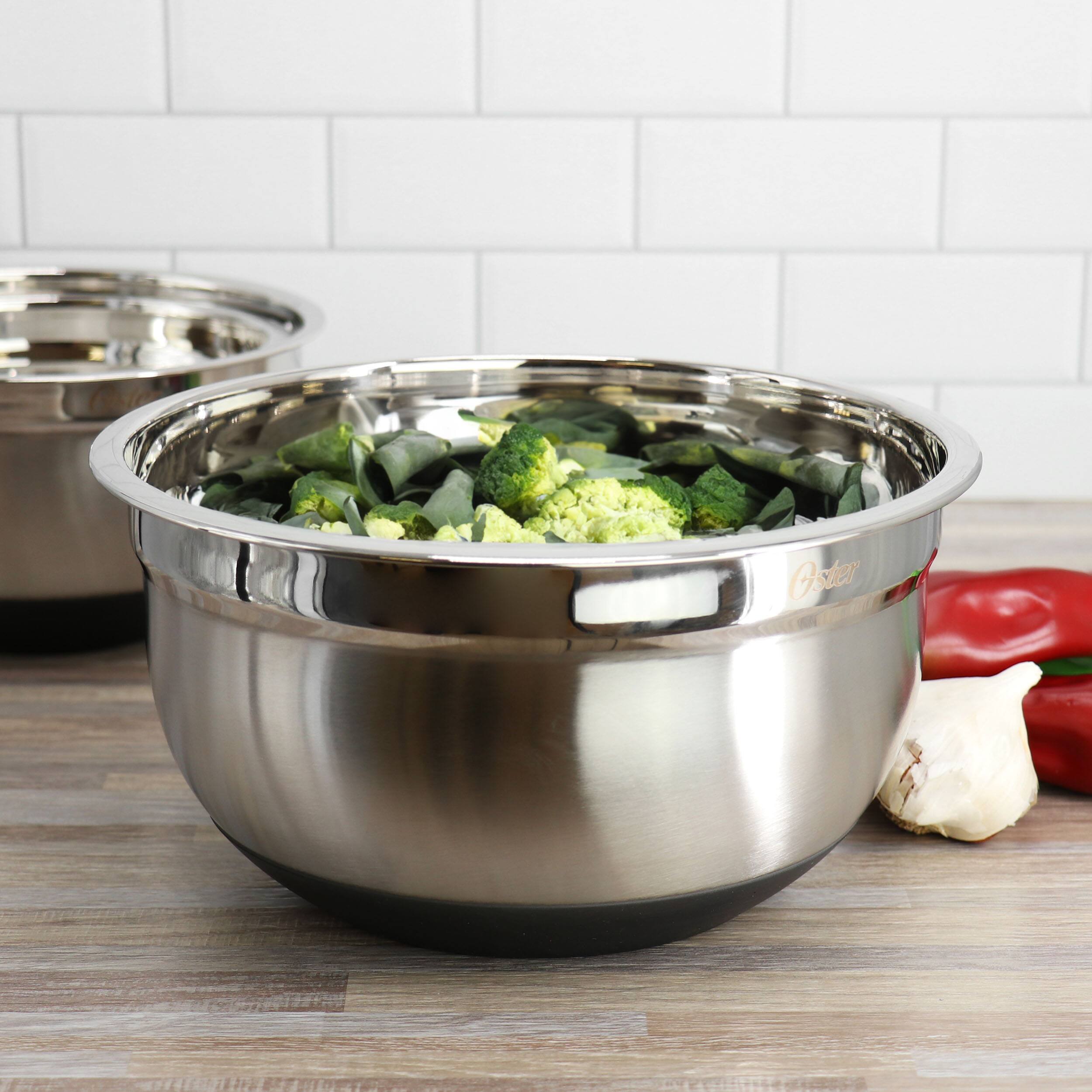 Alt View 5. Oster - Oster Oswalt 3 Piece Mixing Bowl Set with Non-Slip Bases in Silver - Silver.