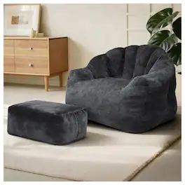 Anysun - Bean Bag Chair with Armrests - High-Density Foam, Lazy Sofa for Living Room & Bedroom Reading - Black