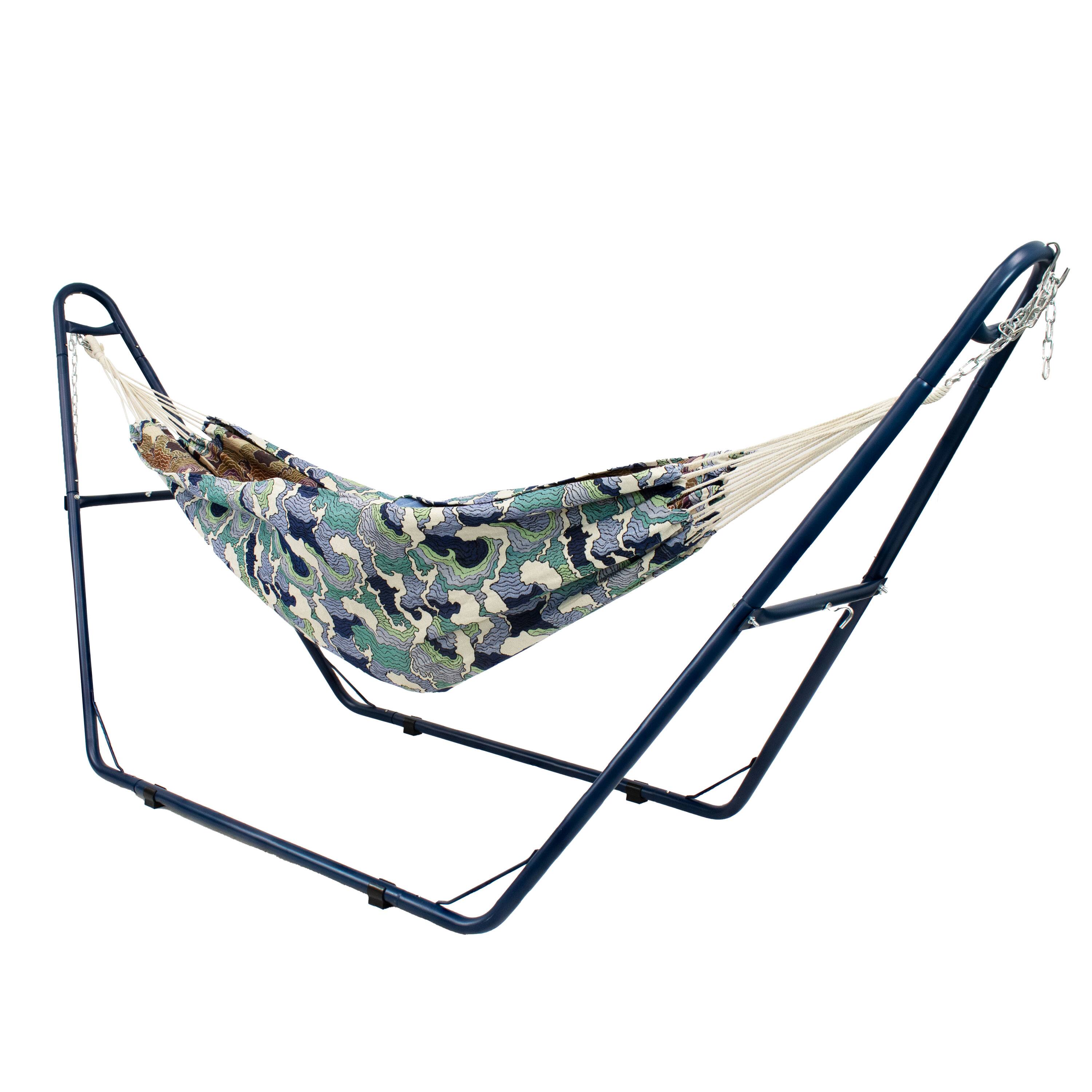 Alt View 7. Sunnydaze - Powder-Coated Steel Universal Hammock Stand - 124 in - Blue.