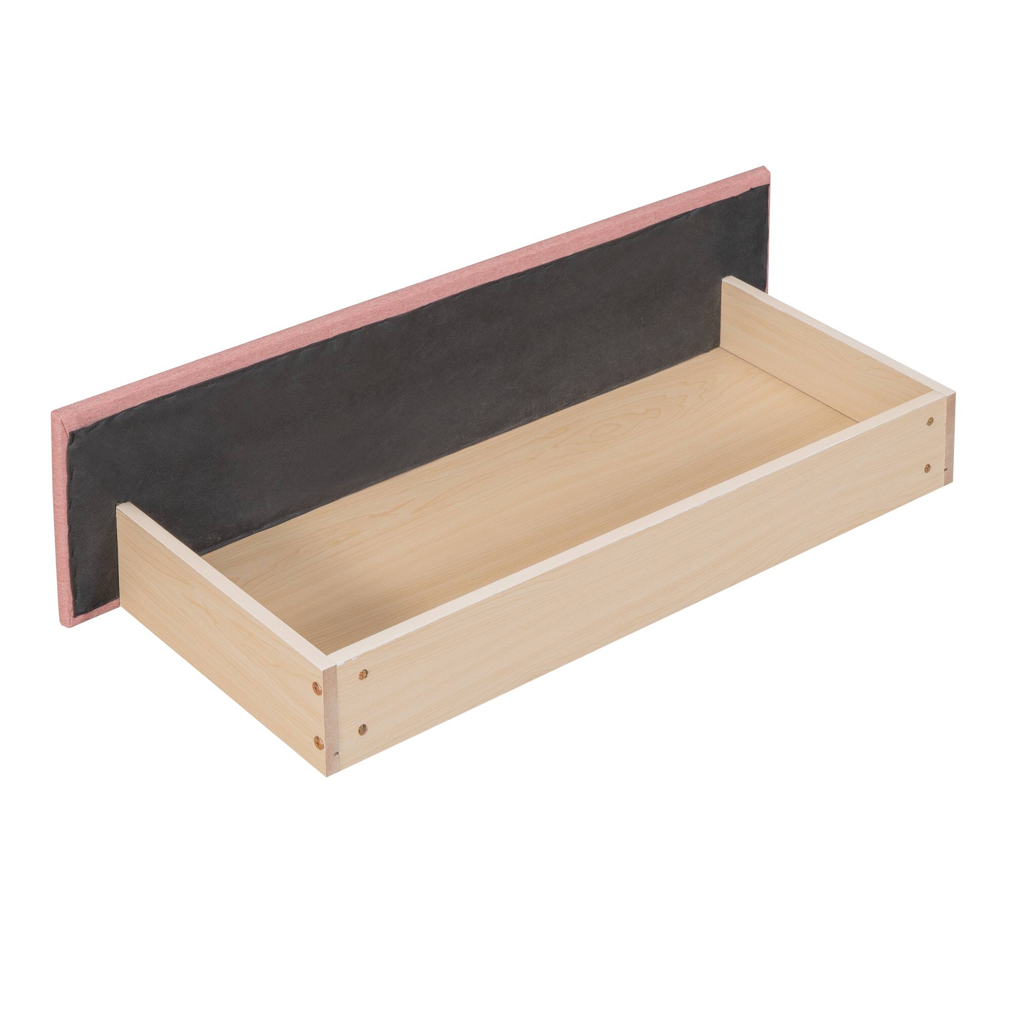 Alt View 7. Tiramisubest - Upholstered Daybed with 2 Storage Drawers Twin Size Sofa Bed Frame No Box Spring Needed, Linen Fabric (Pink) - Pink.