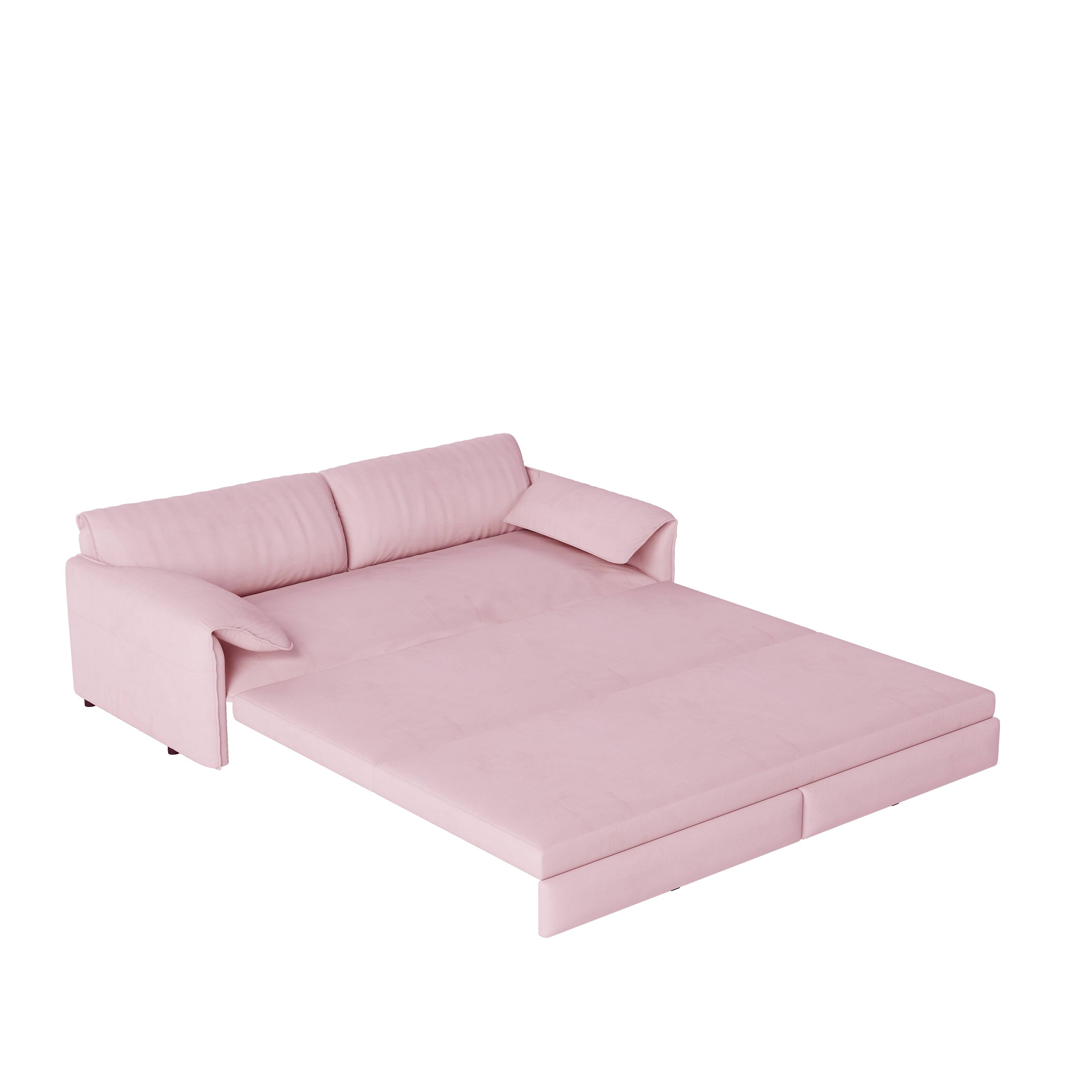 Alt View 9. Tiramisubest - Queen Pull Out Sofa Bed,3-in-1 Convertible Sleeper Sofa with Side Storage,Velvet Loveseat for Living Room,Office,Pink - Pink.
