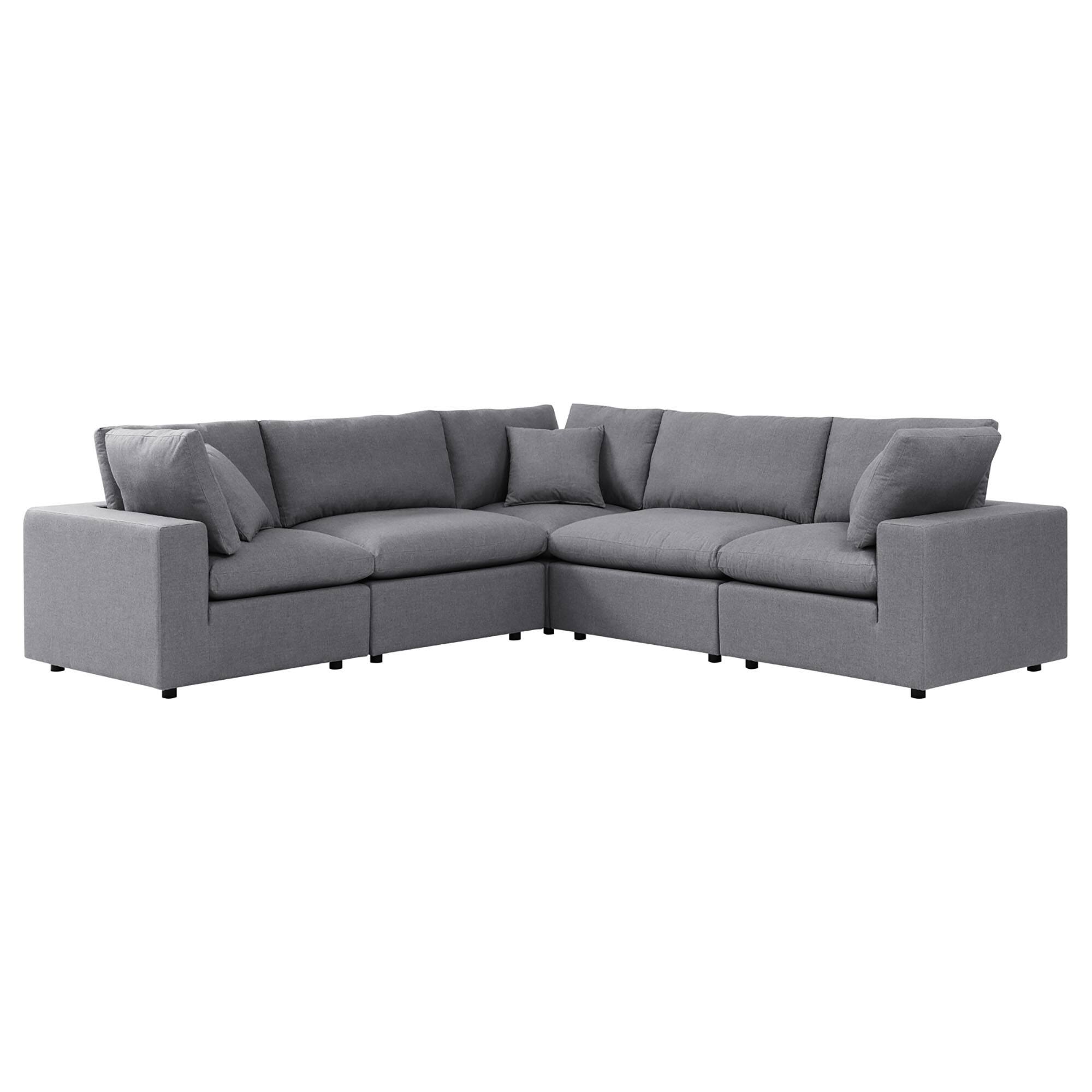 Angle. Modway - Commix 5-Piece Sunbrella® Outdoor Patio Sectional Sofa by Modway - Gray.