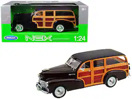 1948 Chevrolet Woody Fleetmaster 1/24 Diecast Model Car by Welly - Dark Brown