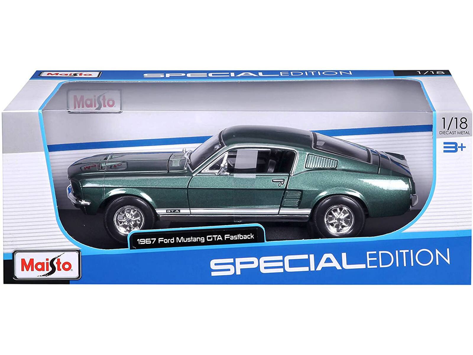 Mate SPECIALEDITION 1/18 Maisto 1/18 DIECAST METAL 3+ ATE - Mai to Ford Mustang GTA Fastback 1967 SPECIALEDITION