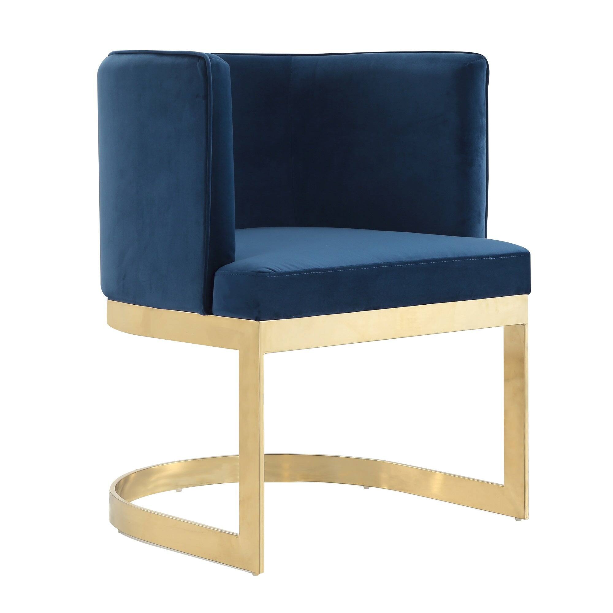 Front. Manhattan Comfort - Aura Modern Metal Velvet Dining Chair - Royal Blue.