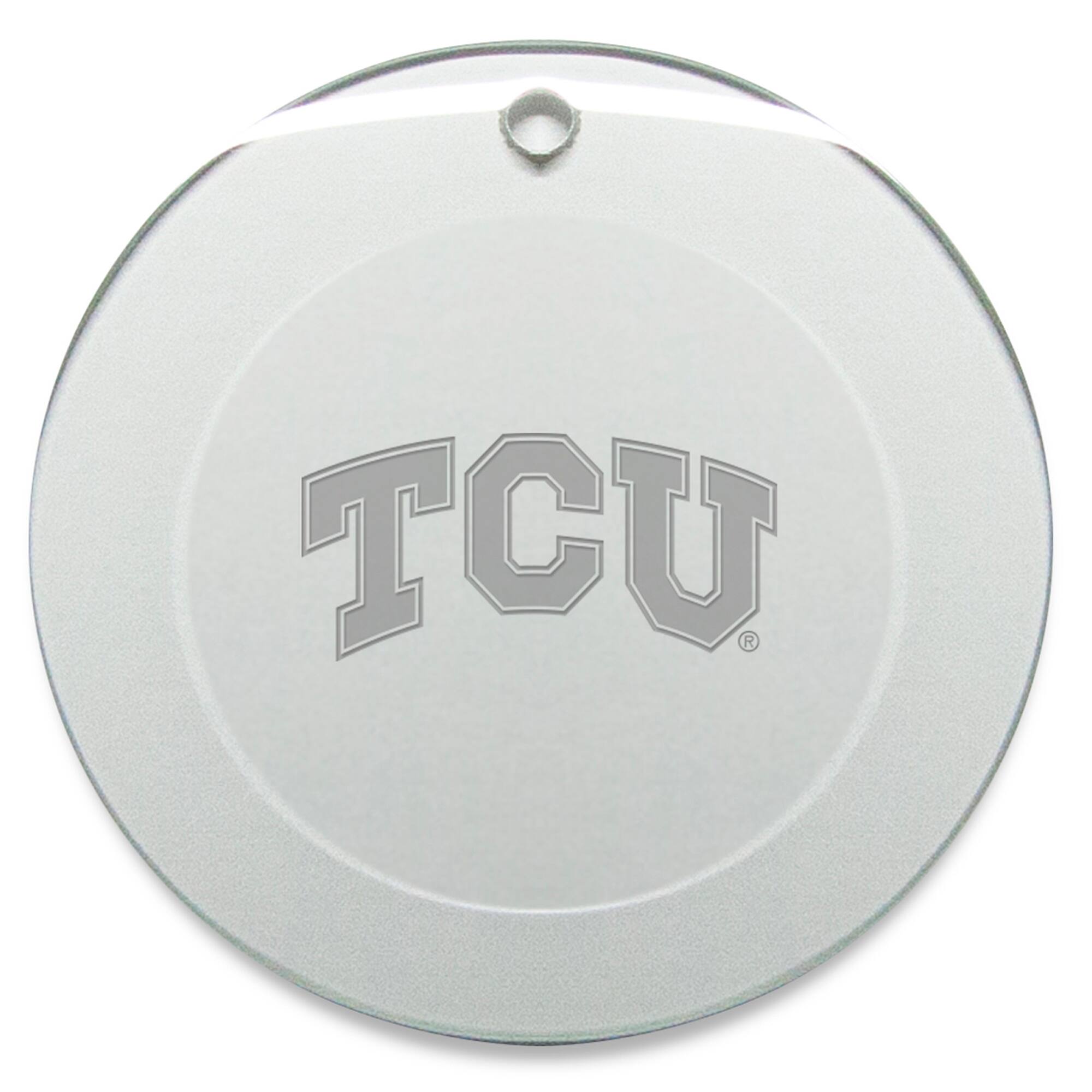 Front. Jardine - TCU Horned Frogs 3'' Glass Round Ornament - Multicolor.