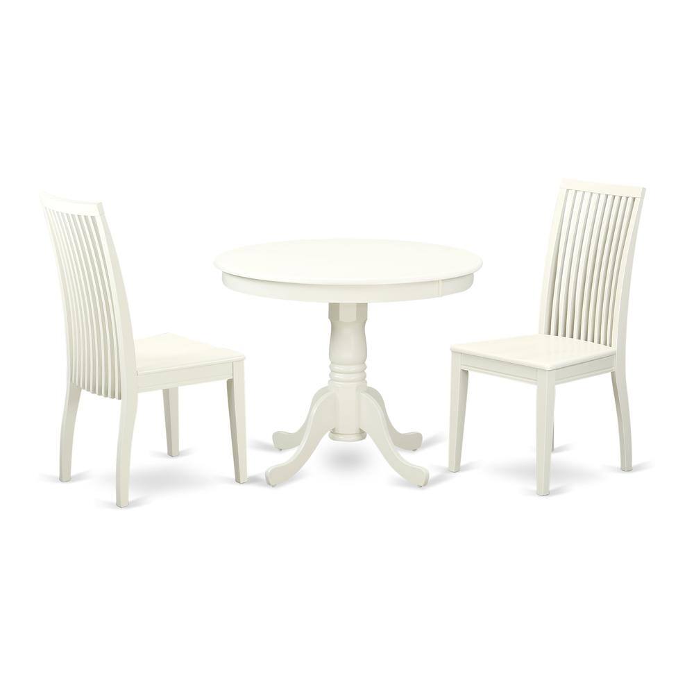 Back. East West Furniture - Dining Room Set Linen White - Brown.