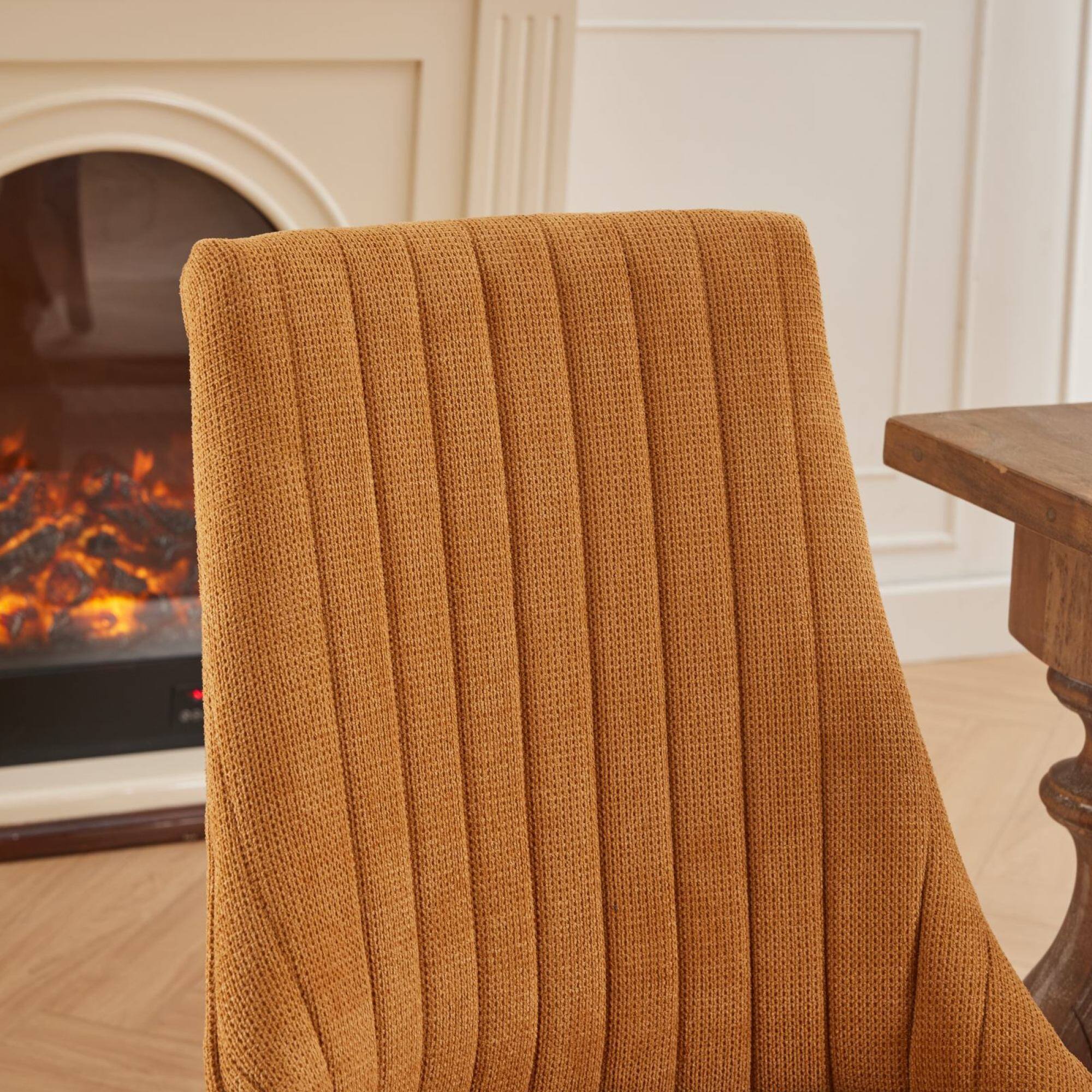 Alt View 5. GOODSILO - Elegant Upholstered Dining Chairs Set with High Backrest and Solid Wood Legs for Comfortable Seating - Yellow.