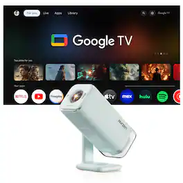 Aurzen - Portable Projector, Built-in Google TV, USB-C Powered, Flexible Stand, TOF Auto Focus, 300 ANSI Lumens - Green