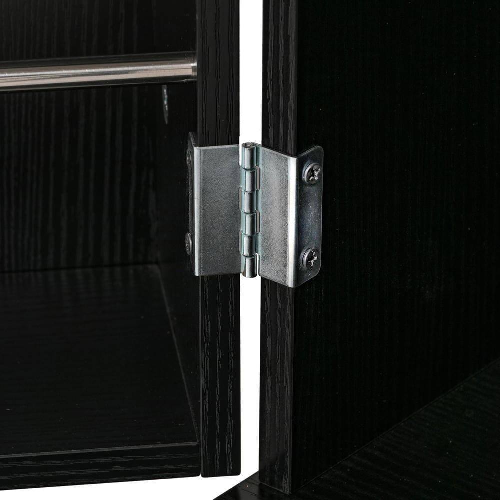 Back. Kadyn - 72" Modern Fluted Pantry with 2 Drawers and 8-Door Spice Rack - Black - Black.