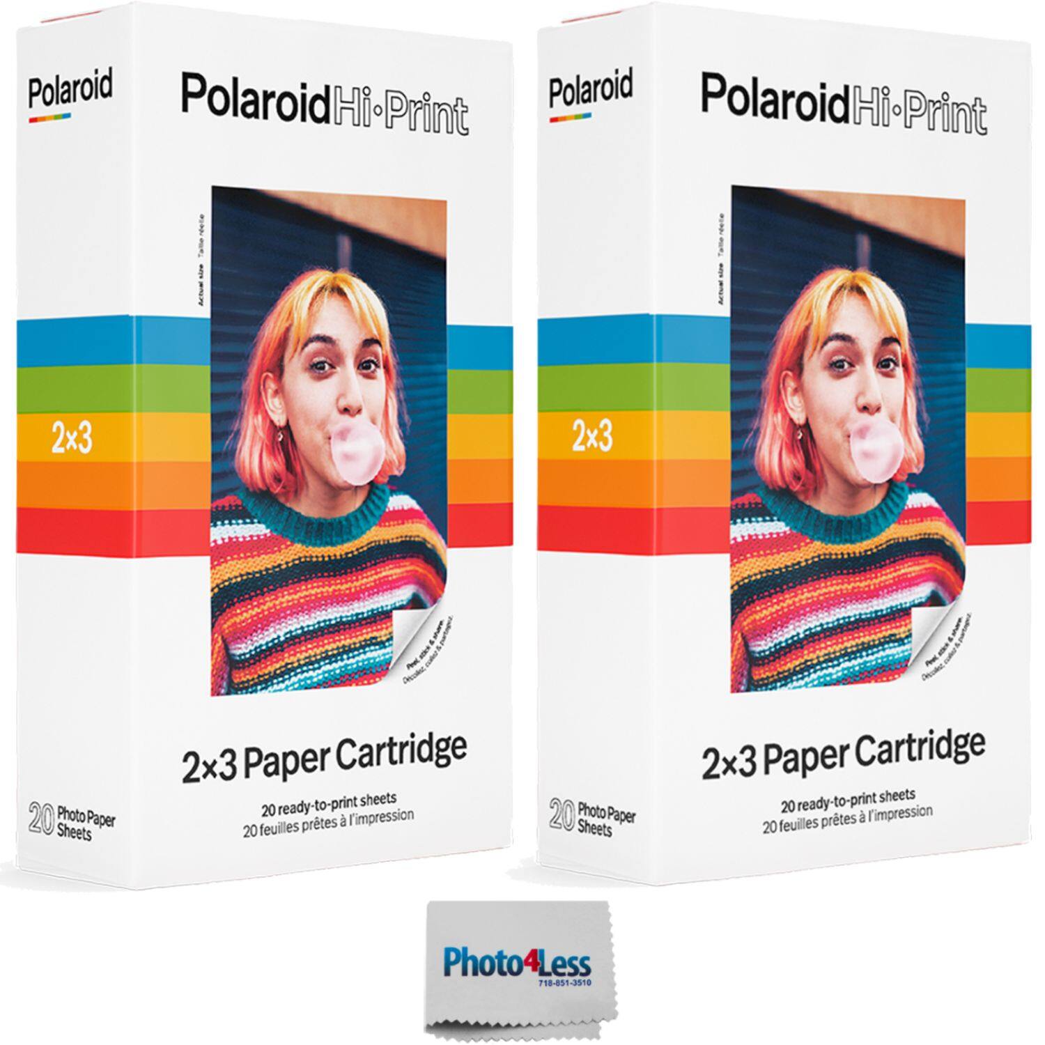 Polaroid PolaroidHi-Print  
2x3  
2x3  
Photo Paper Sheets  
2x3 Paper Cartridge ready-to-print sheets 20 l'impression prtes 20 feuilles  
PhotoPaper Sheets  
2x3 Paper Cartridge ready-to-print sheets 20 feuilles prtes l'impression 20  
Photo4Less 718-851-3510