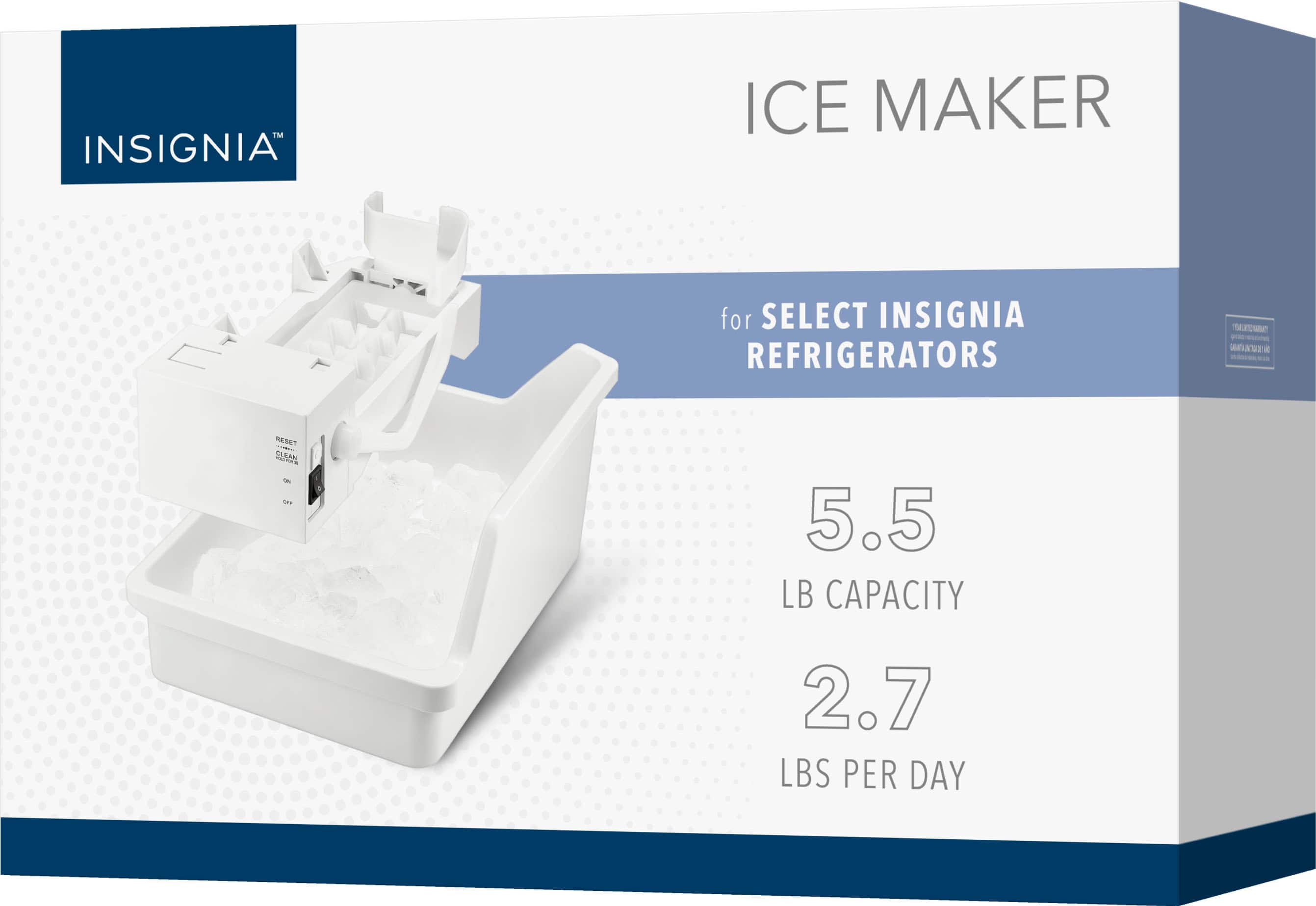 TM INSIGNIA ICE MAKER for SELECT INSIGNIA REFRIGERATORS 5.5 LB CAPACITY 2.7 LBS PER DAY