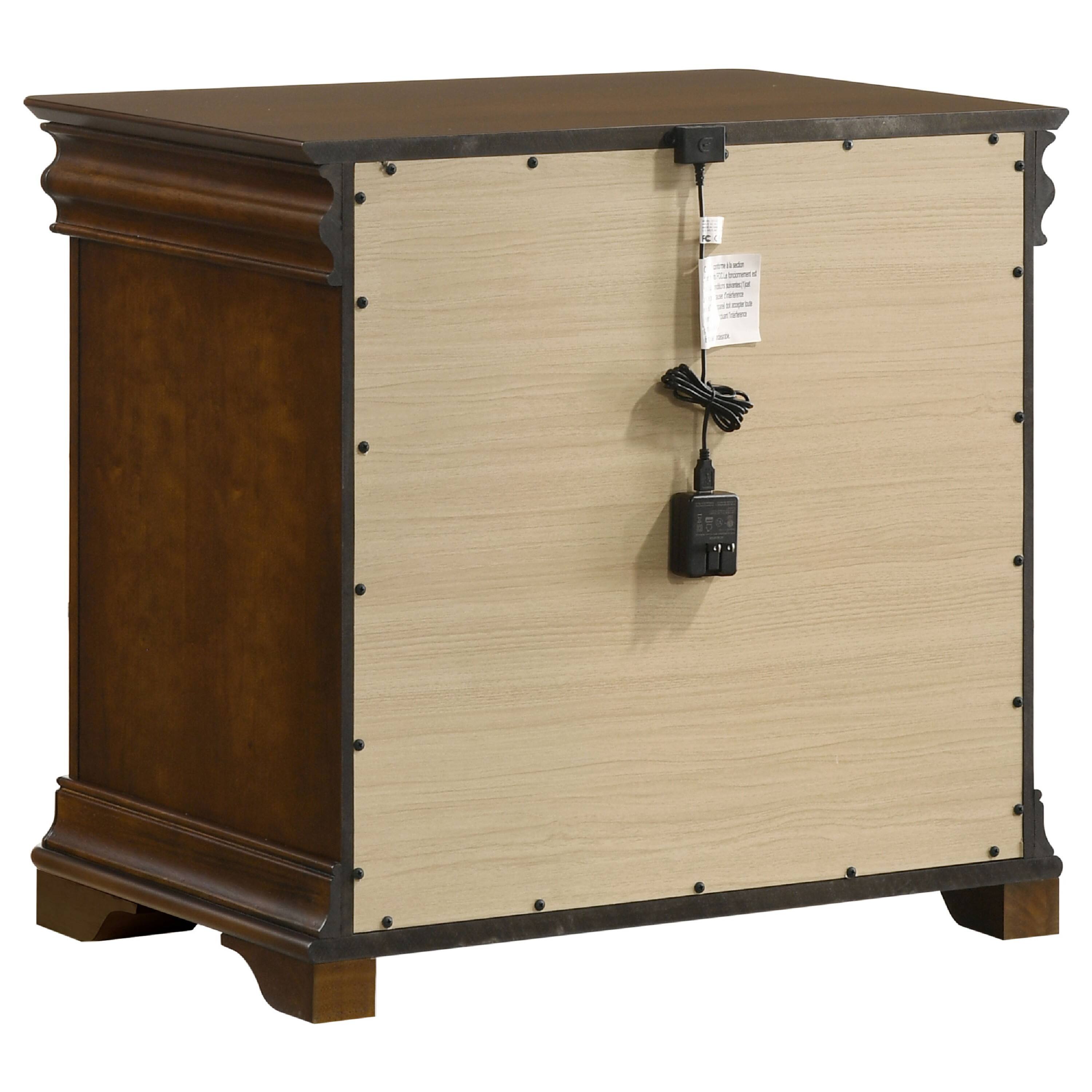 Alt View 2. Manhattan Lane - Gravis Nightstand with 3 Drawers, Crown Moldings, 28 Inch - Cherry Brown.