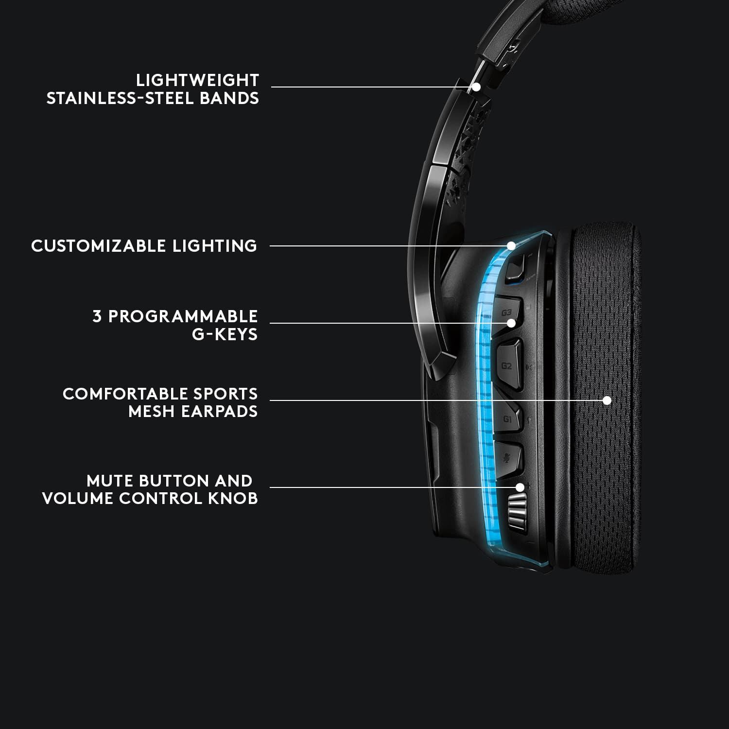 Alt View 16. Logitech - G635 Wired Gaming Headset for PC - Black/Blue.