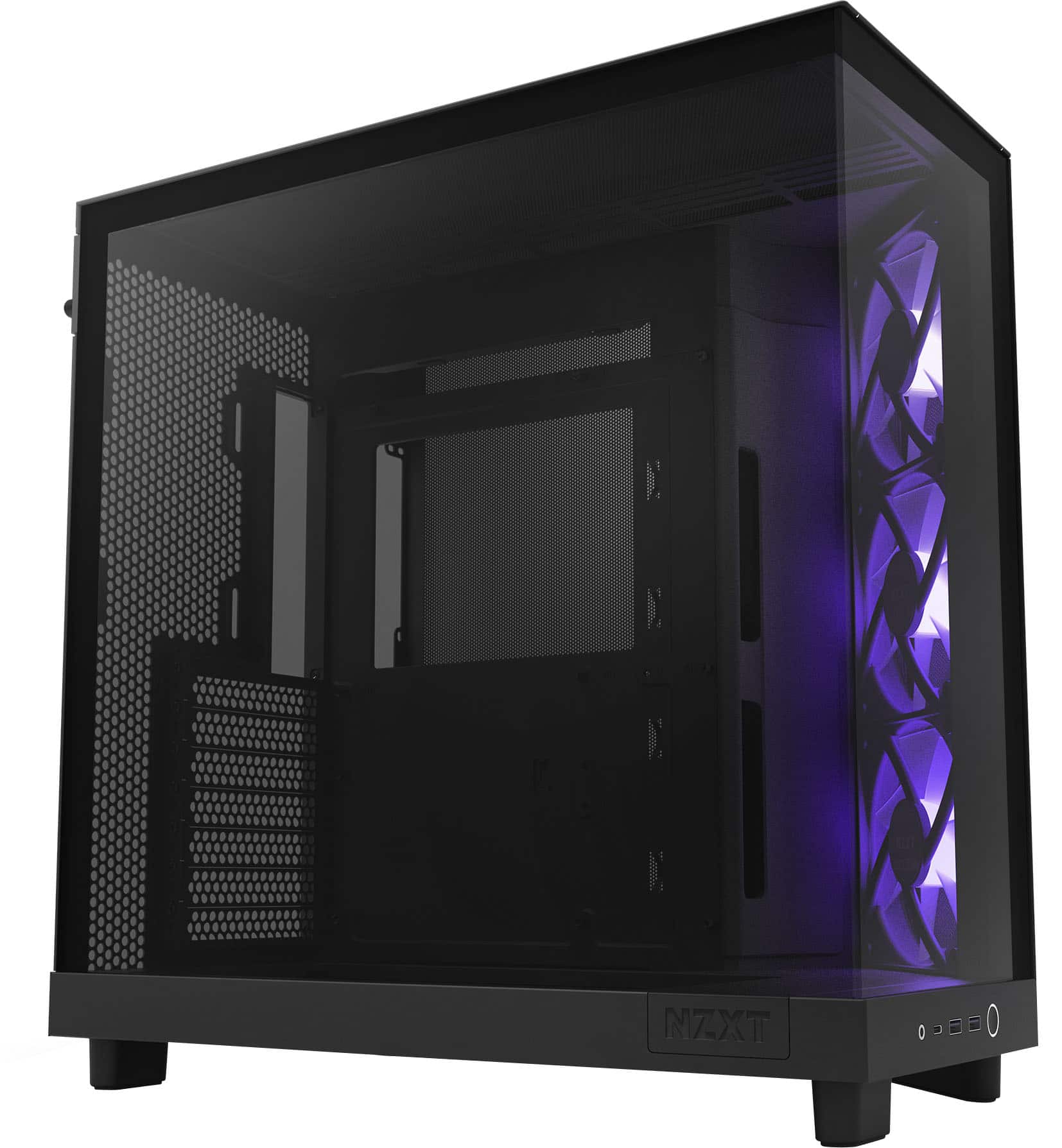 Alt View 11. NZXT - H6 Flow RGB ATX Mid-Tower PC Case with Dual Chamber - Black.