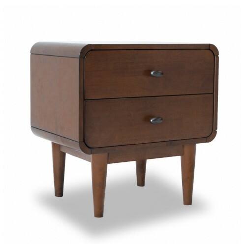 Alt View 1. LUCKY ONE - Assembled Mid Century Nightstand with Solid Wood Tapered Legs - Brown.