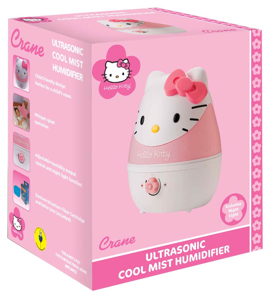 Alt View 11. CRANE - 1 Gal. Adorable Ultrasonic Cool Mist Humidifier Hello Kitty - White/Pink.