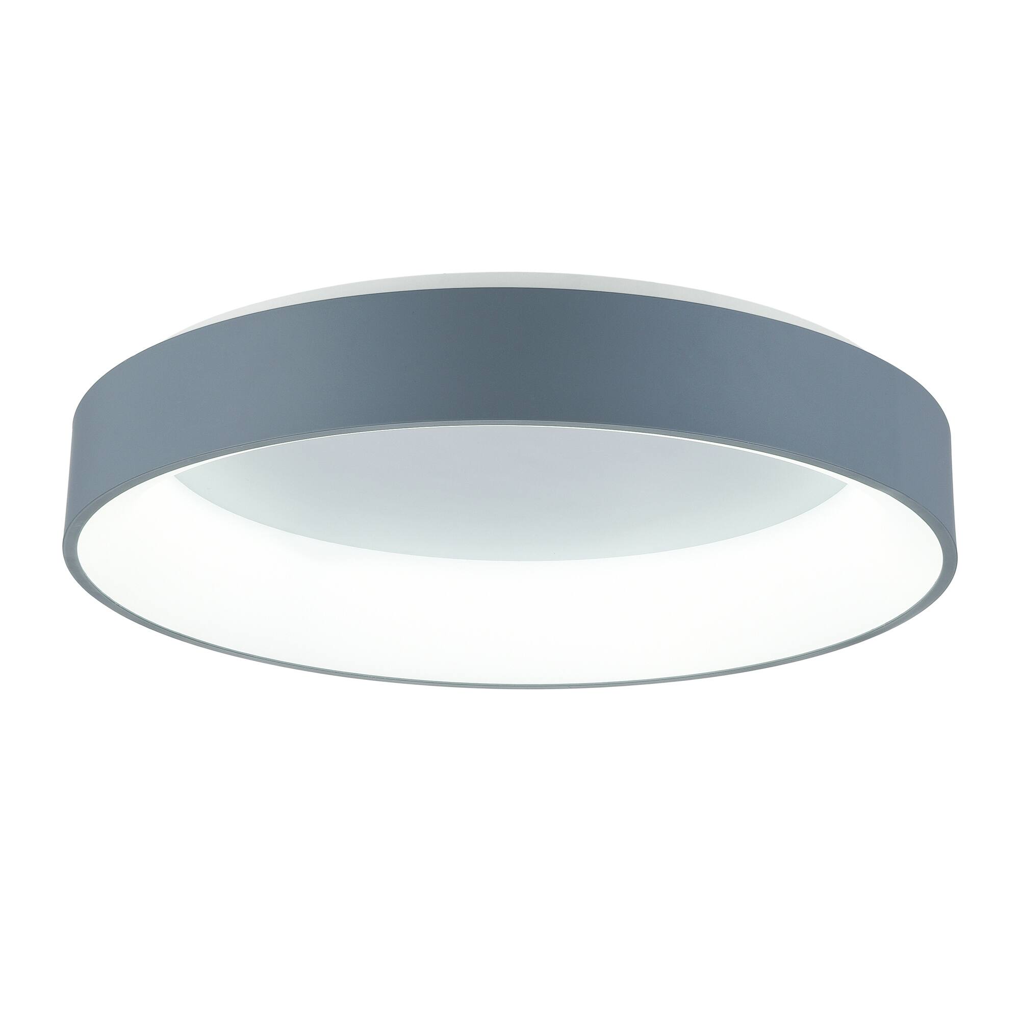 Front. CWI Lighting - Arenal LED Drum Shade Flush Mount With Gray & White Finish - Gray.