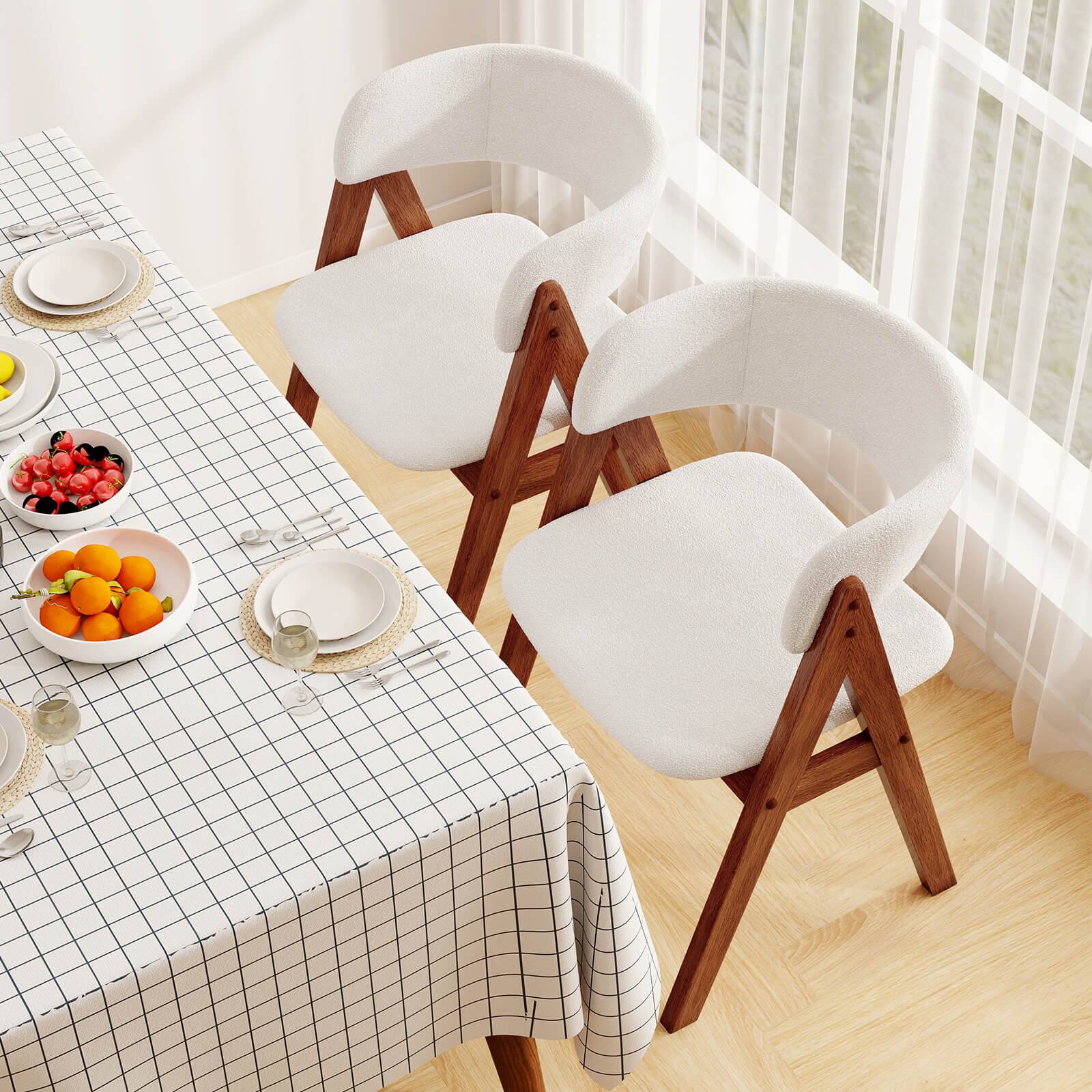 Alt View 3. Costway - Costway Dining Chairs Set of 4 Mid-Century Upholstered Kitchen Armchairs with Padded Seat - Walnut.