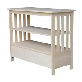 FurniFact - Unfinished Mission TV Stand in Natural Finish for Modern Living Room - Brown