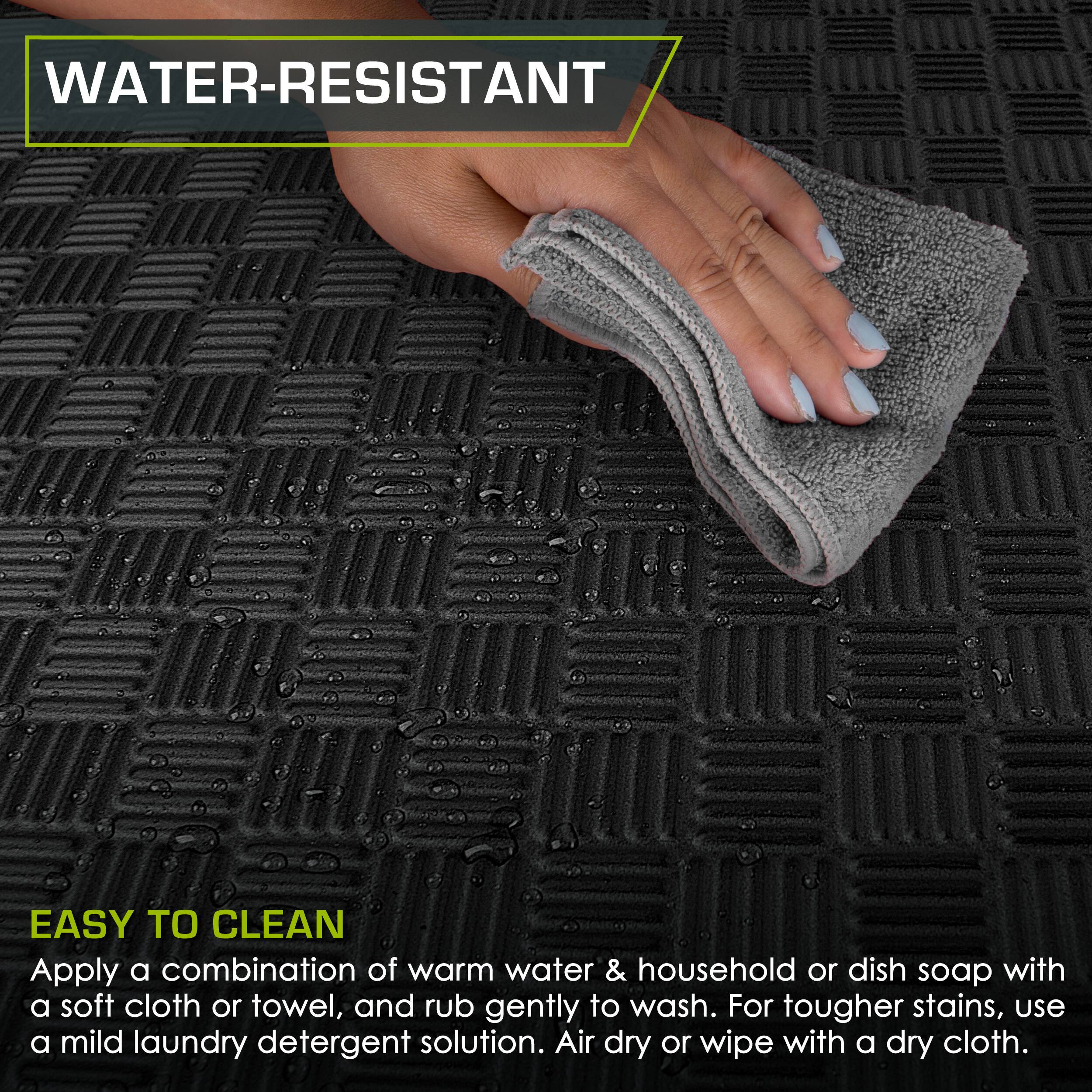 **WATER-RESISTANT**

**EASY TO CLEAN**

Apply a combination of warm water & household or dish soap with a soft cloth or towel, and rub gently to wash. For tougher stains, use a mild laundry detergent solution. Air dry or wipe with a dry cloth.
