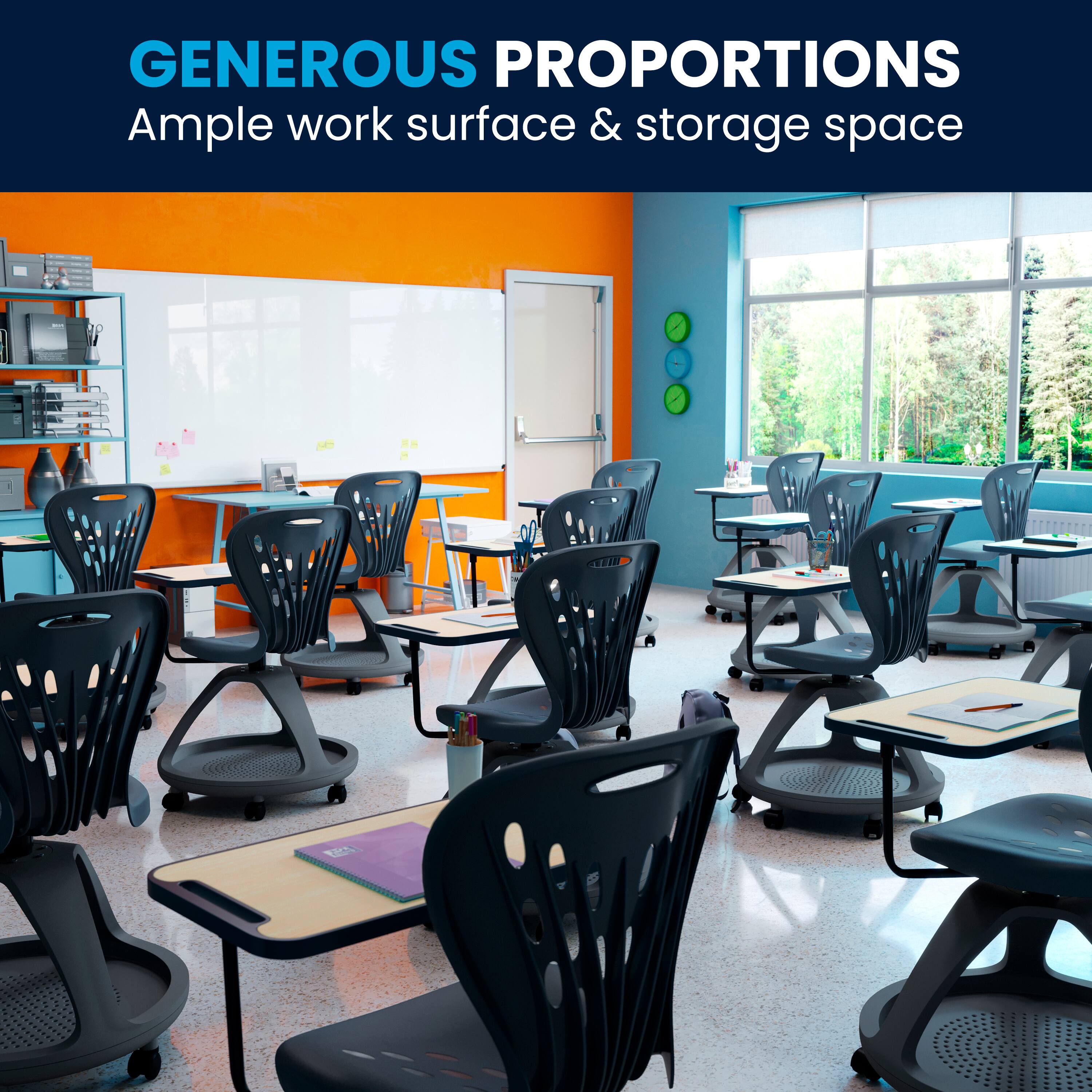 GENEROUS PROPORTIONS  
Ample work surface & storage space