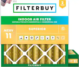 Filterbuy - 18x18x4 MERV 11 Pet & Allergy Defense, Electrostatic Pleated HVAC AC Furnace Air Filters Replacement (2-Pack) - Gold